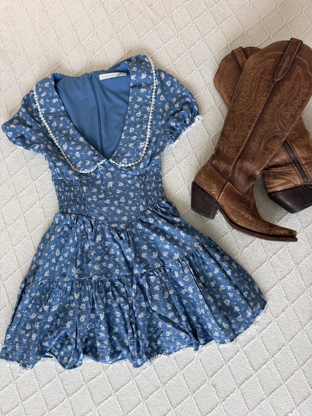Altar’d State Ingrid Dress Blue XXS Floral Cottagecore